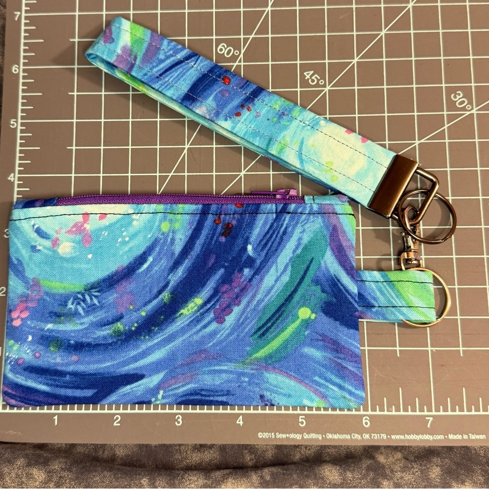 Blue and Purple Swirl Wristlet Keychain